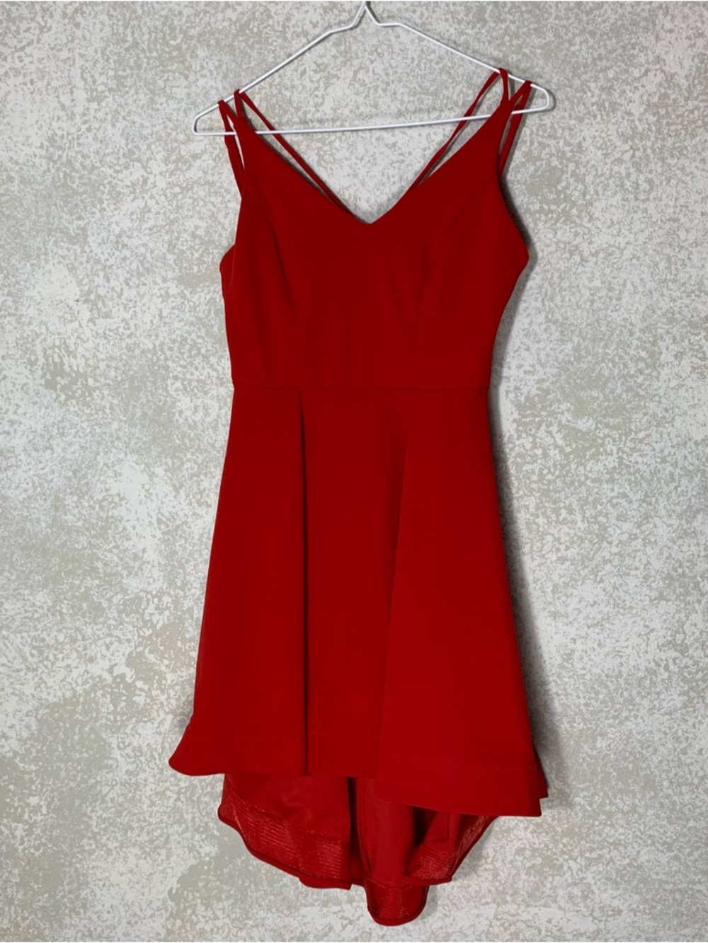 B Darlin Red High-Low V-Neck Spaghetti Strap Dress Size‎ 7/8 Graduation Wedding